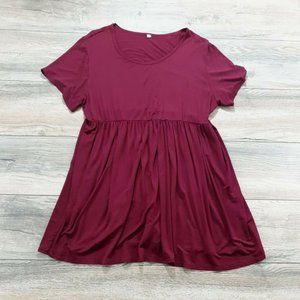 Pretty Life Women 2XL Stretch Dress Super Soft Cotton Lightweight Maroon Blouson